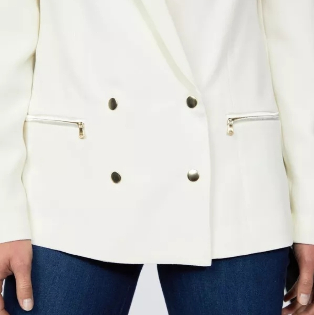 Paige Karissa Blazer In Ecru - Elegant White Women's Blazer - Picture 6 of 11
